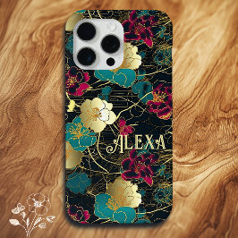 Gepersonaliseerde Elegante Vetgedrukte Bloemen met iPhone 15 Pro Max Hoesje