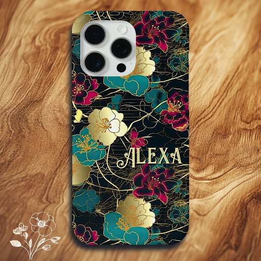 Gepersonaliseerde Elegante Vetgedrukte Bloemen met Case-Mate iPhone Case