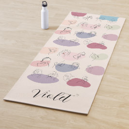 Gepersonaliseerde Elegante Vrouw Line Art Yoga Mat