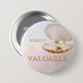 Gepersonaliseerde Elegante Waardevolle Parel Affir Ronde Button 7,6 Cm (Voorkant /achterkant)