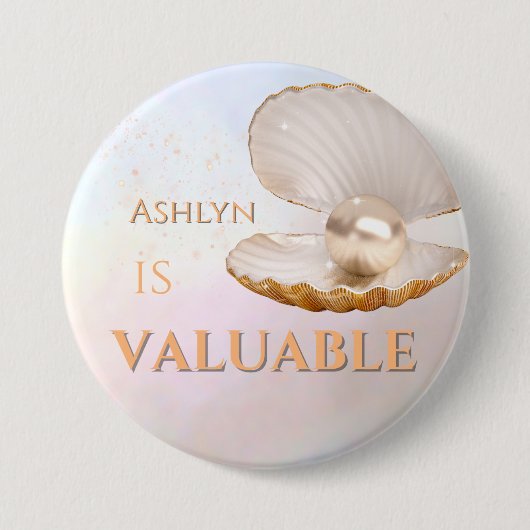 Gepersonaliseerde Elegante Waardevolle Parel Affir Ronde Button 7,6 Cm (Voorkant)