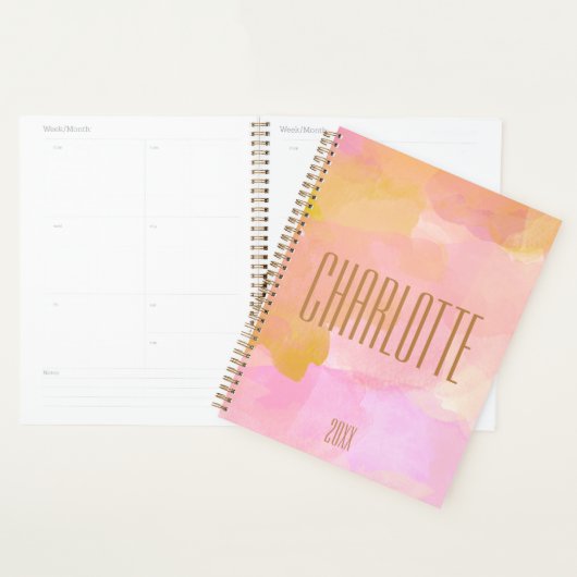 Gepersonaliseerde Elegante Waterverf Blush Undated Planner (Display)