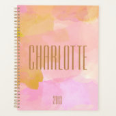 Gepersonaliseerde Elegante Waterverf Blush Undated Planner (Voorkant)