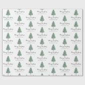 Gepersonaliseerde Elegante Waterverf Kerstboom Cadeaupapier (Vlak)