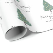 Gepersonaliseerde Elegante Waterverf Kerstboom Cadeaupapier (Rol Hoek)