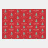 Gepersonaliseerde Elegante Waterverf Kerstboom Inpakpapier Vel (Voorkant 3)
