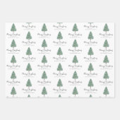 Gepersonaliseerde Elegante Waterverf Kerstboom Inpakpapier Vel (Voorkant)