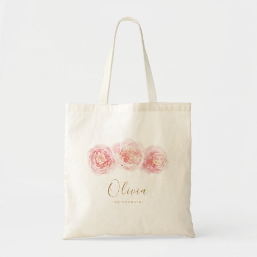 Gepersonaliseerde elegante wazige, roze spoelroos  tote bag (Voorkant)