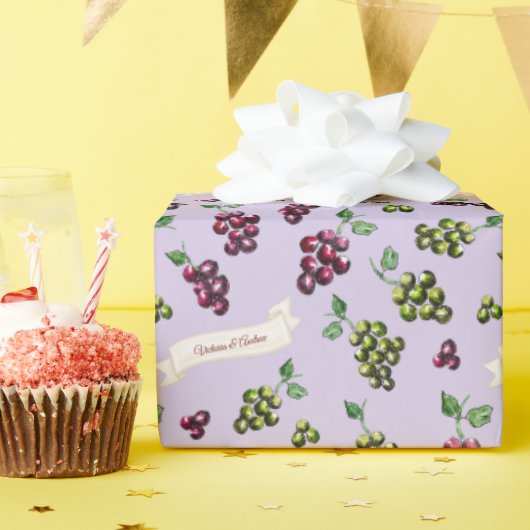 Gepersonaliseerde Elegante Wijndruiven Custom Wate Cadeaupapier (Verjaardagsfeest)
