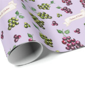 Gepersonaliseerde Elegante Wijndruiven Custom Wate Cadeaupapier (Rol Hoek)