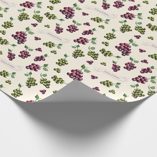 Gepersonaliseerde Elegante Wijndruiven Unieke Wate Cadeaupapier (Hoek)