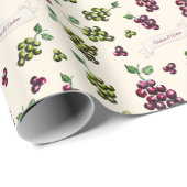 Gepersonaliseerde Elegante Wijndruiven Unieke Wate Cadeaupapier (Rol Hoek)