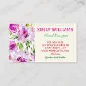 Gepersonaliseerde Elegante Wildflower Bloemen Visitekaartje (Achterkant)