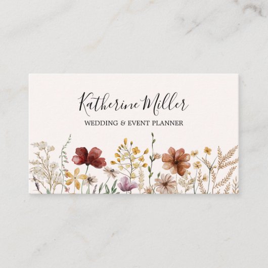 Gepersonaliseerde Elegante  Wildflower Bloemen Visitekaartje (Voorkant)
