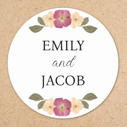 Gepersonaliseerde Elegante Wildflower Boho Chic We Ronde Sticker