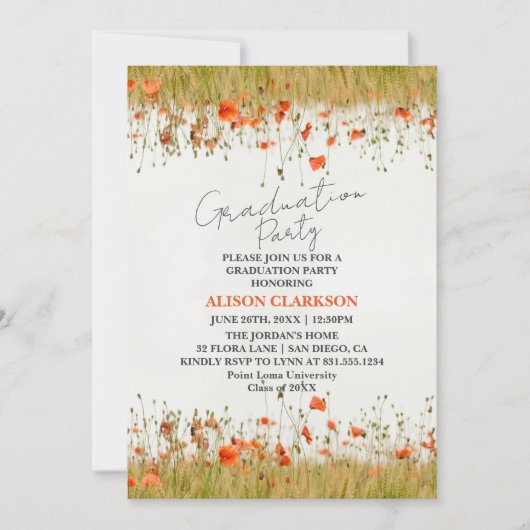 Gepersonaliseerde Elegante Wildflower Graduation P Kaart (Voorkant)