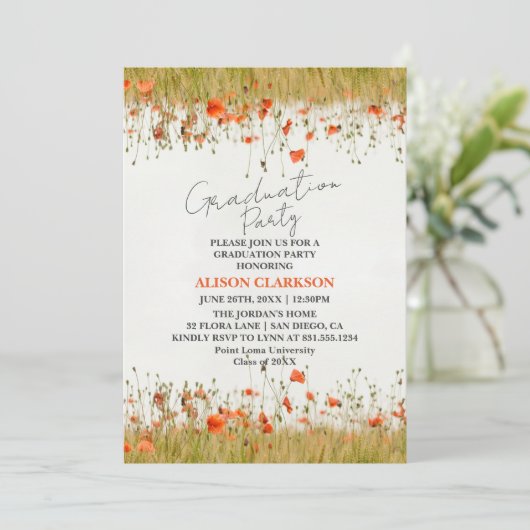 Gepersonaliseerde Elegante Wildflower Graduation P Kaart (Staand voorkant)