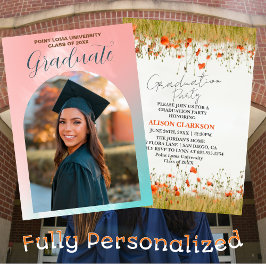 Gepersonaliseerde Elegante Wildflower Graduation P Kaart