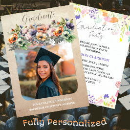 Gepersonaliseerde Elegante Wildflower Graduation P Kaart