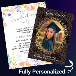 Gepersonaliseerde Elegante Wildflower Graduation P Kaart