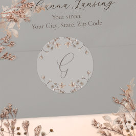 Gepersonaliseerde Elegante Wildflower Wedding Enve Ronde Sticker