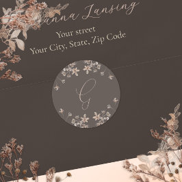 Gepersonaliseerde Elegante Wildflower Wedding Enve Ronde Sticker