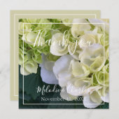 Gepersonaliseerde Elegante Witte Hortensia Dank u Bedankkaart (Voorkant / Achterkant)