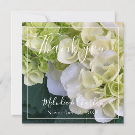 Gepersonaliseerde Elegante Witte Hortensia Dank u Bedankkaart