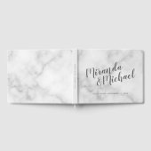 Gepersonaliseerde elegante witte marmeren bruiloft gastenboek (Volledig)