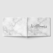 Gepersonaliseerde elegante witte marmeren bruiloft gastenboek (Volledig)