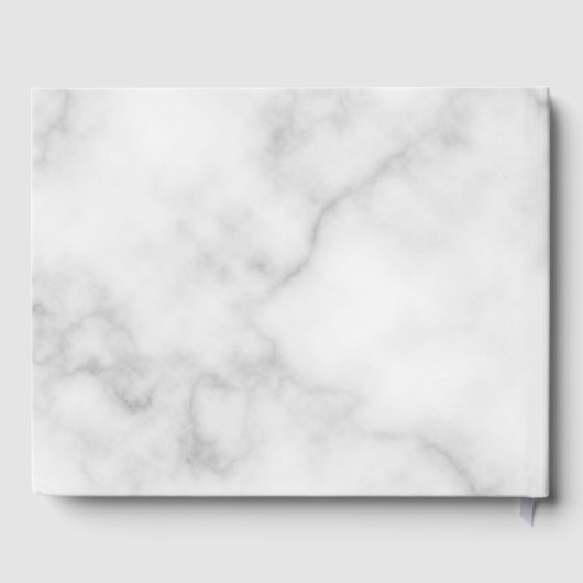 Gepersonaliseerde elegante witte marmeren bruiloft gastenboek (Achterkant)