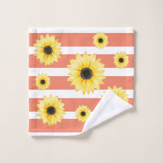 Gepersonaliseerde elegante zonnebloem bad handdoek (Wasdoekje)