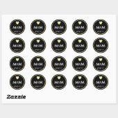 Gepersonaliseerde Elegante Zwart Goud & Hart Bruil Ronde Sticker (Vel)