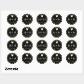 Gepersonaliseerde Elegante Zwart Goud & Hart Bruil Ronde Sticker (Vel)