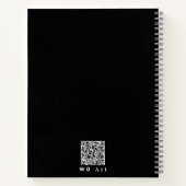 Gepersonaliseerde Elegante Zwart Wit Abstract Line Notitieboek (Achterkant)