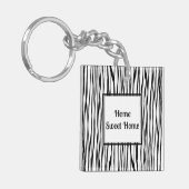 Gepersonaliseerde Elegante Zwart Wit Abstracte Fin Sleutelhanger (Voorkant Links)