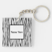 Gepersonaliseerde Elegante Zwart Wit Abstracte Fin Sleutelhanger (Achterkant)