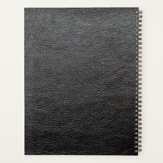 Gepersonaliseerde elegante zwarte leder-masculine planner (Achterkant)