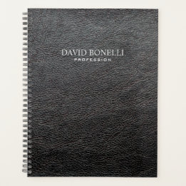 Gepersonaliseerde elegante zwarte leder-masculine planner