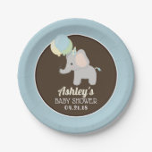 Gepersonaliseerde Elephant Baby shower Papieren Bo Papieren Bordje (Voorkant)