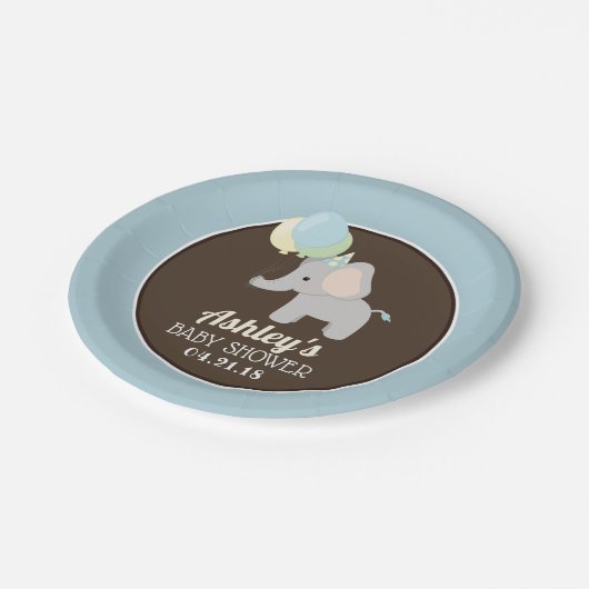 Gepersonaliseerde Elephant Baby shower Papieren Bo Papieren Bordje (Gekanteld)