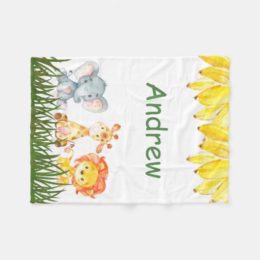 Gepersonaliseerde Elephant Children's Fleece Deken (Voorkant (Horizontaal))