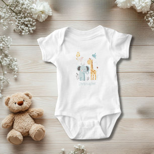Gepersonaliseerde Elephant Giraffe Vogeldieren Jon Romper