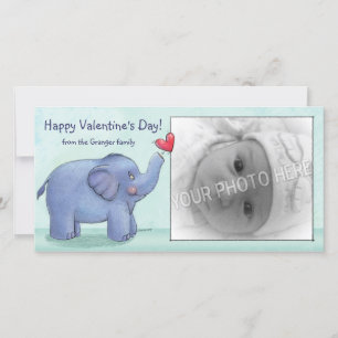 Gepersonaliseerde Elephant Valentijnsdag Fotokaart Feestdagenkaart