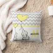 Gepersonaliseerde Elephant Yellow Gray Chevron Nur Kussen (Deken)