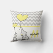 Gepersonaliseerde Elephant Yellow Gray Chevron Nur Kussen (Achterkant)