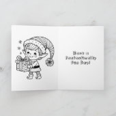 Gepersonaliseerde Elf en Herten Kleurplaat Kerstmi Kaart (Binnen)