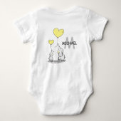 Gepersonaliseerde elfant grijze gele ballonnen romper (Achterkant)