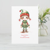 Gepersonaliseerde Elfen Elf Vakantie Kerstmis Kaar Feestdagenkaart (Staand voorkant)