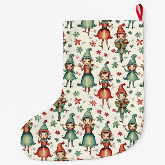 Gepersonaliseerde Elfen Kerst Grote Kerstsok (Achterkant)